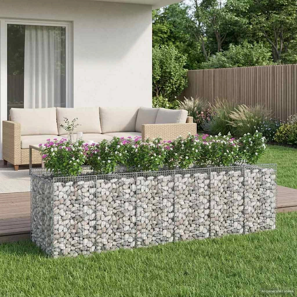 Letto rialzato in gabbione 3 pz 300 x 100 x 100 cm Argento 3422227