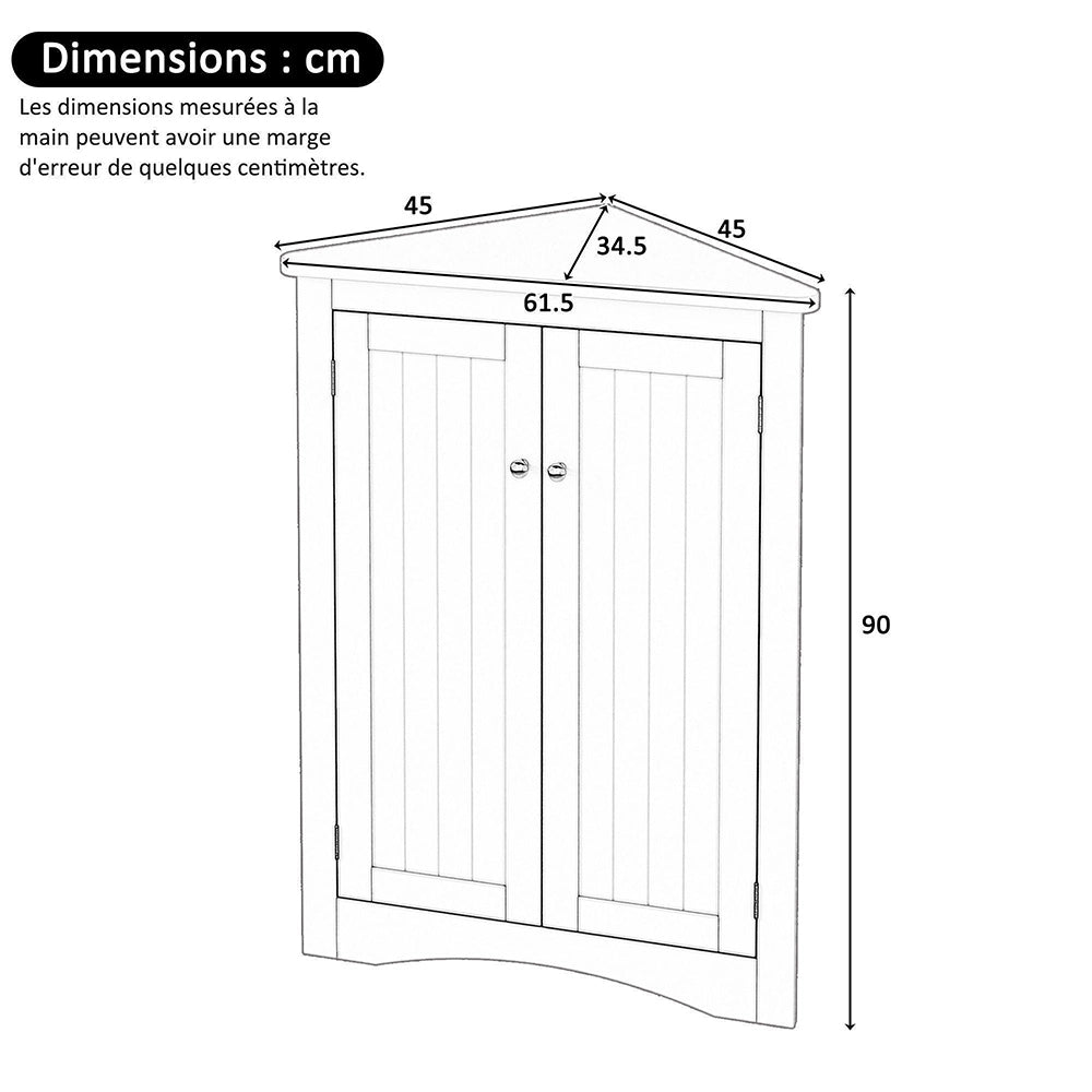 Armadio angolare per bagno - Xylo - 61,5x90 cm - Verde - 2 ante 3 ripiani
