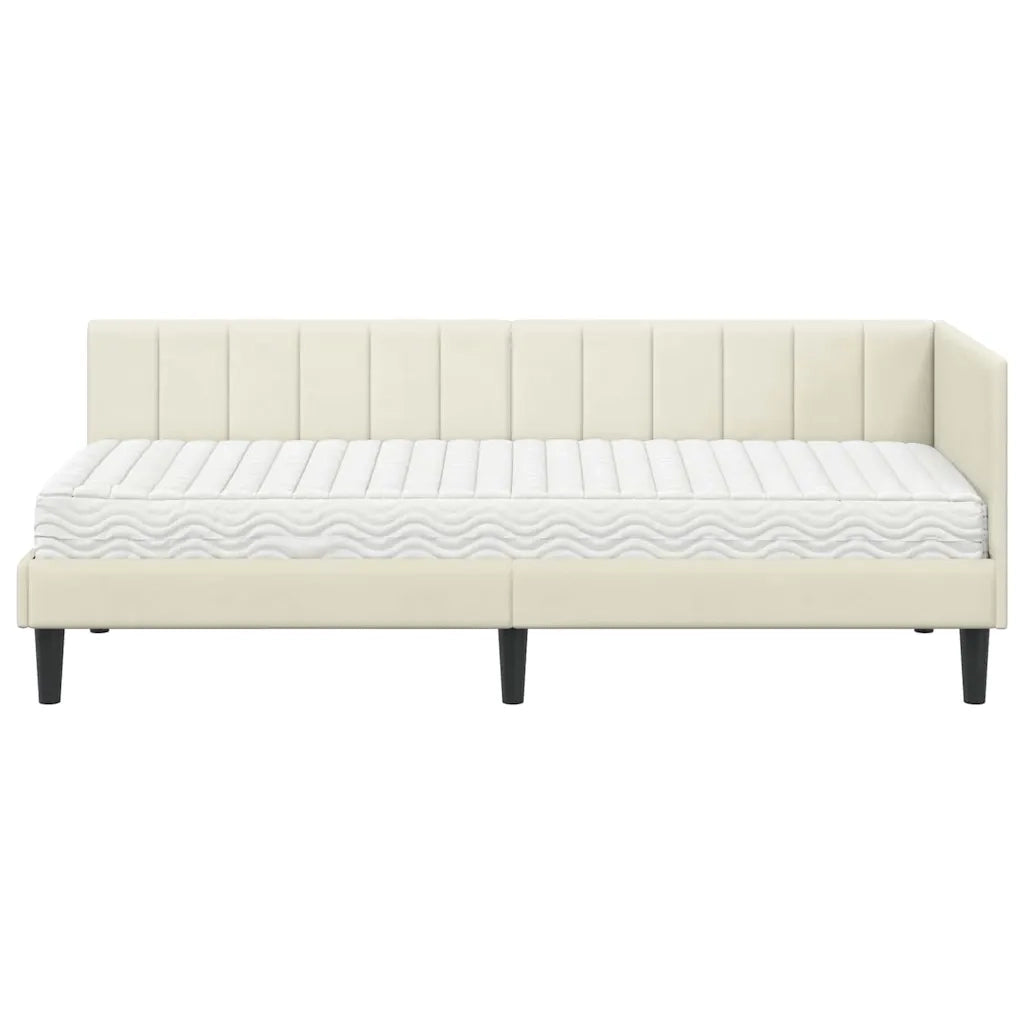 Struttura Letto Angolare con Materasso 2 pcs Crema Velluto 3393885
