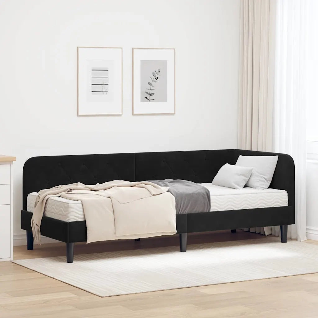Cornice del letto ad angolo Nero 80 x 200 cm Velluto 3394139