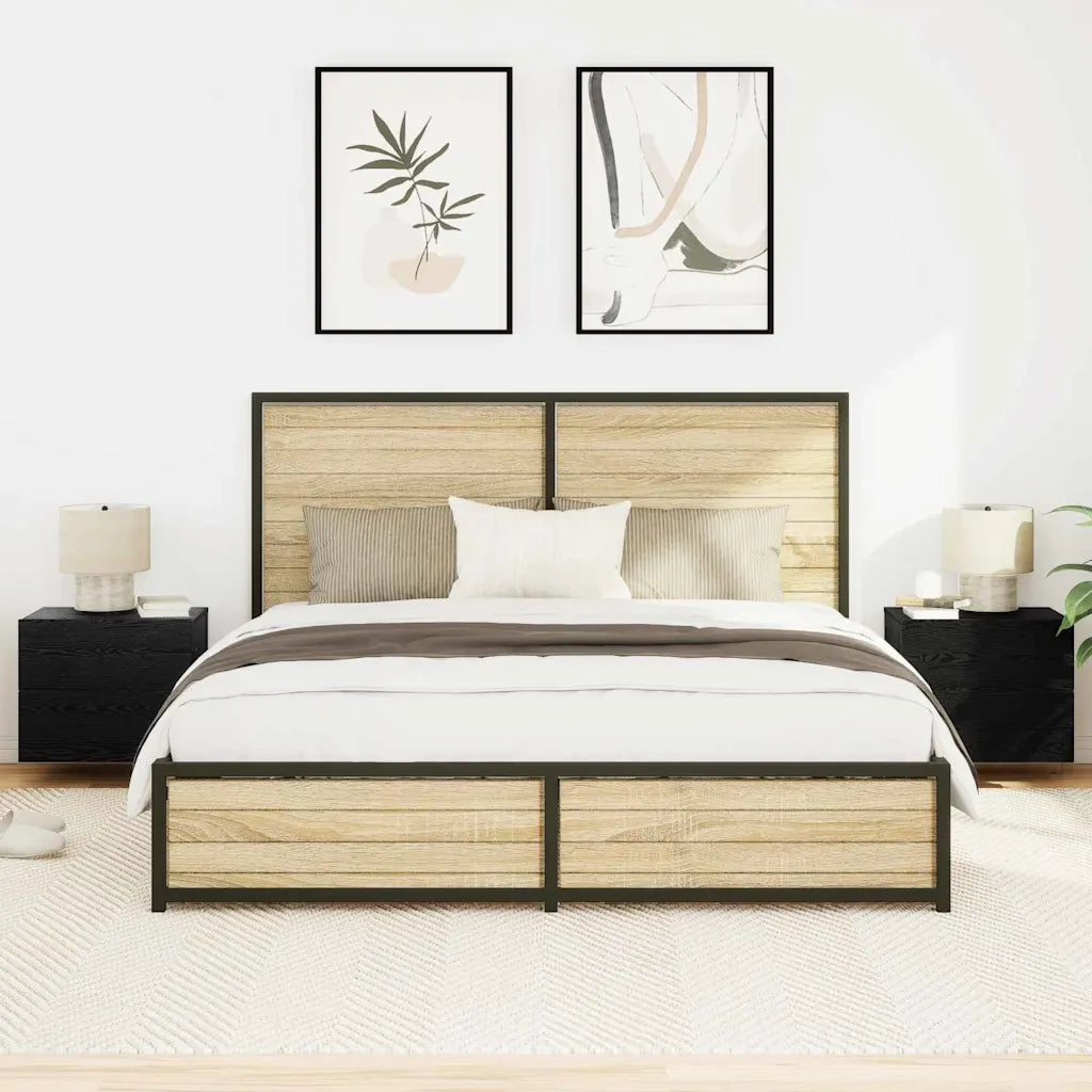 Armadio da Notte con cassetto 2 pcs Rovere Nero 50 x 39 x 41 cm 863077