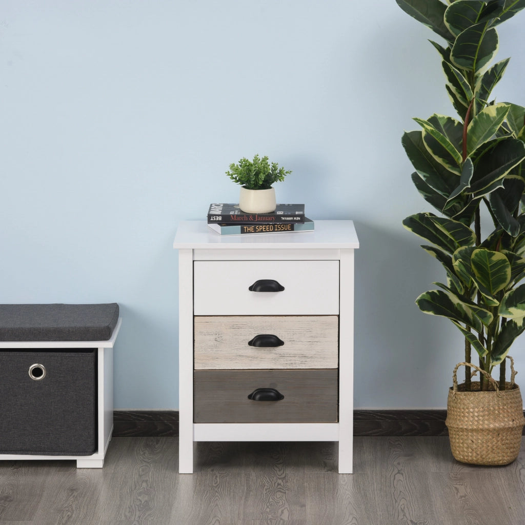 Comodino con 3 cassetti ¨C Minimal ¨C Bianco 50x38x65 cm