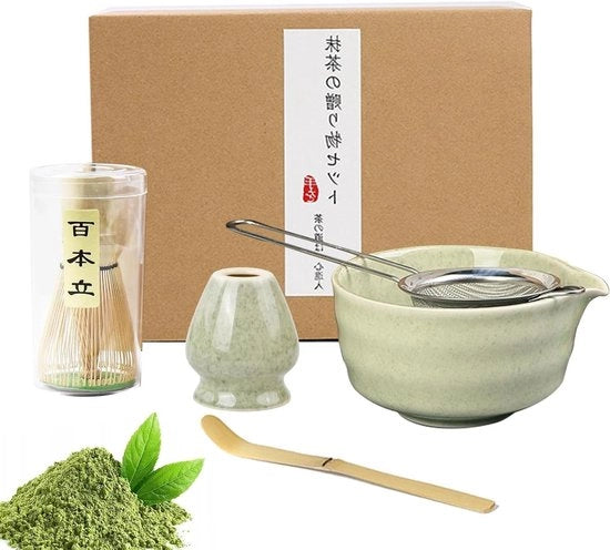 Set di Tè Matcha Premium 5 pezzi con Setaccio e Cucchiaio per Matcha
