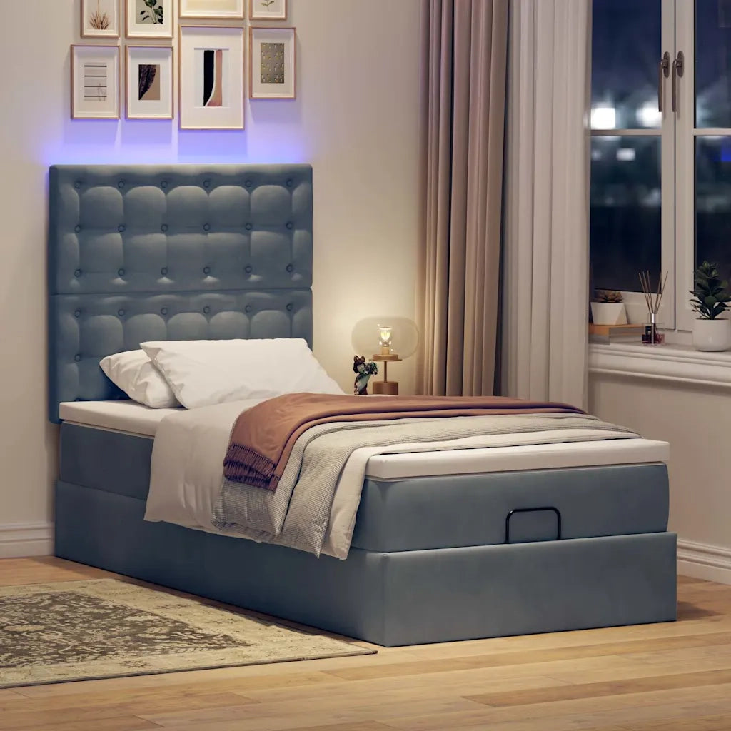 Struttura Letto Pouf con Materassi 100x200 cm Velluto 3314445