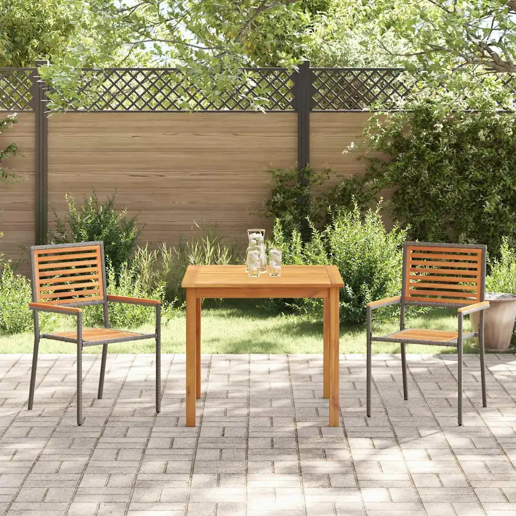 Set da Pranzo per Giardino 3 pcs Grigio