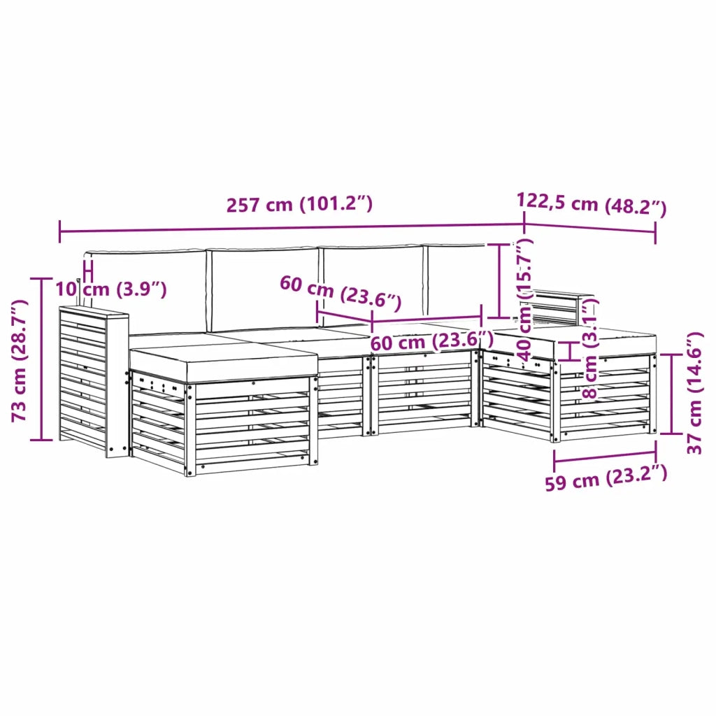 Set di divani da esterno 6 pcs Bianco e Antracite 3392282