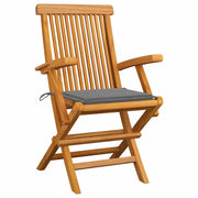Sedie da Giardino con Cuscini Grigi 3pz Legno Massello di Teak 3062515