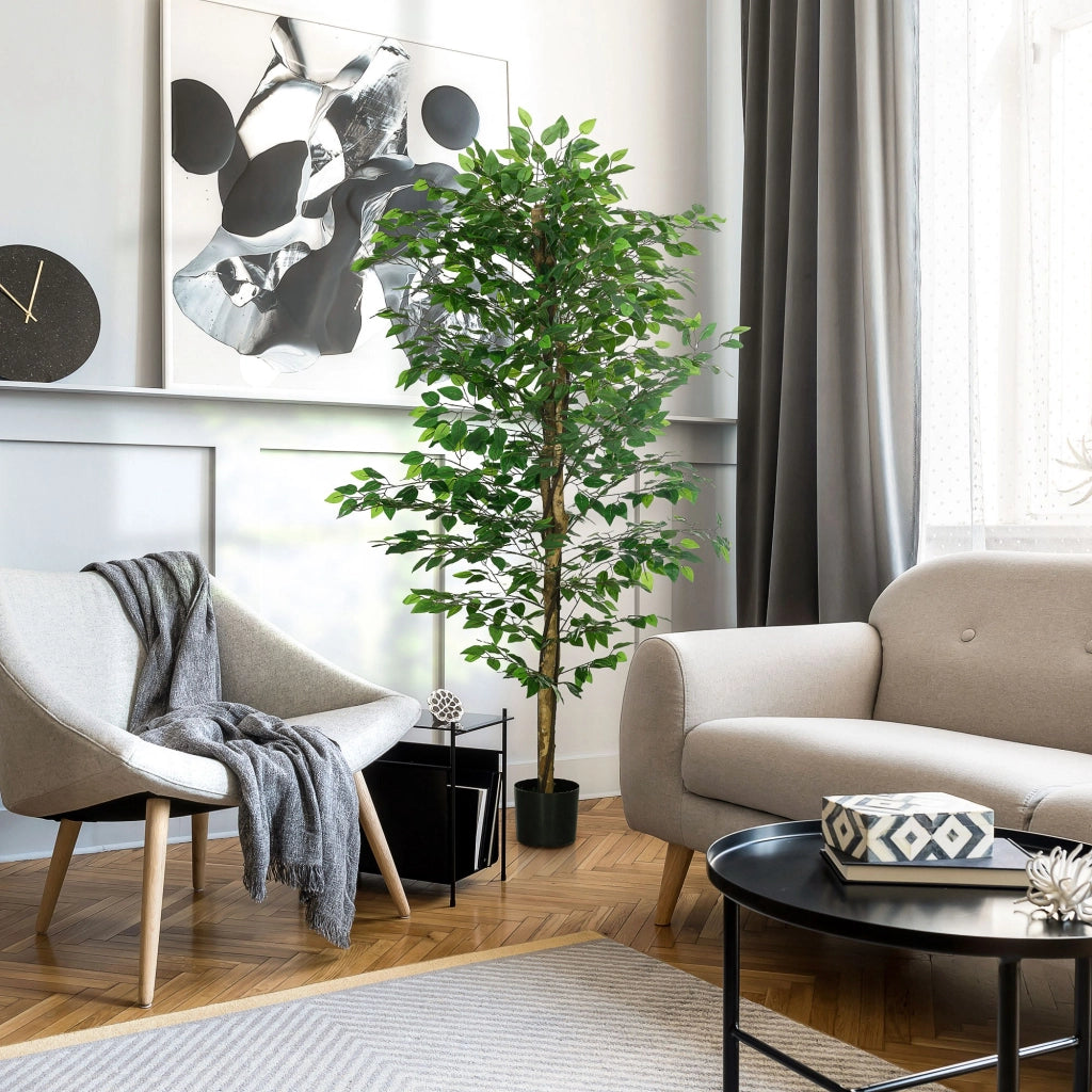 Pianta Ficus Artificiale ¨C Minimal ¨C Verde 180 cm Vaso Metallo