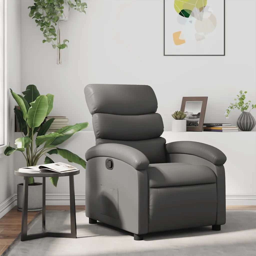 Poltrona | Sedia Relax Reclinabile Grigia in Similpelle