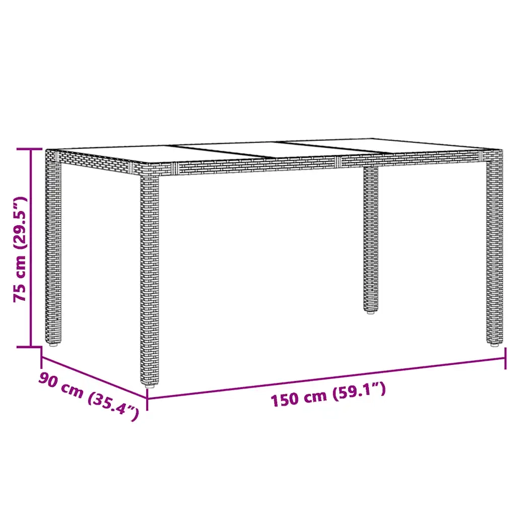 Set da Bistrò da Giardino 7 pz con Cuscini Nero in Polyrattan 3276991
