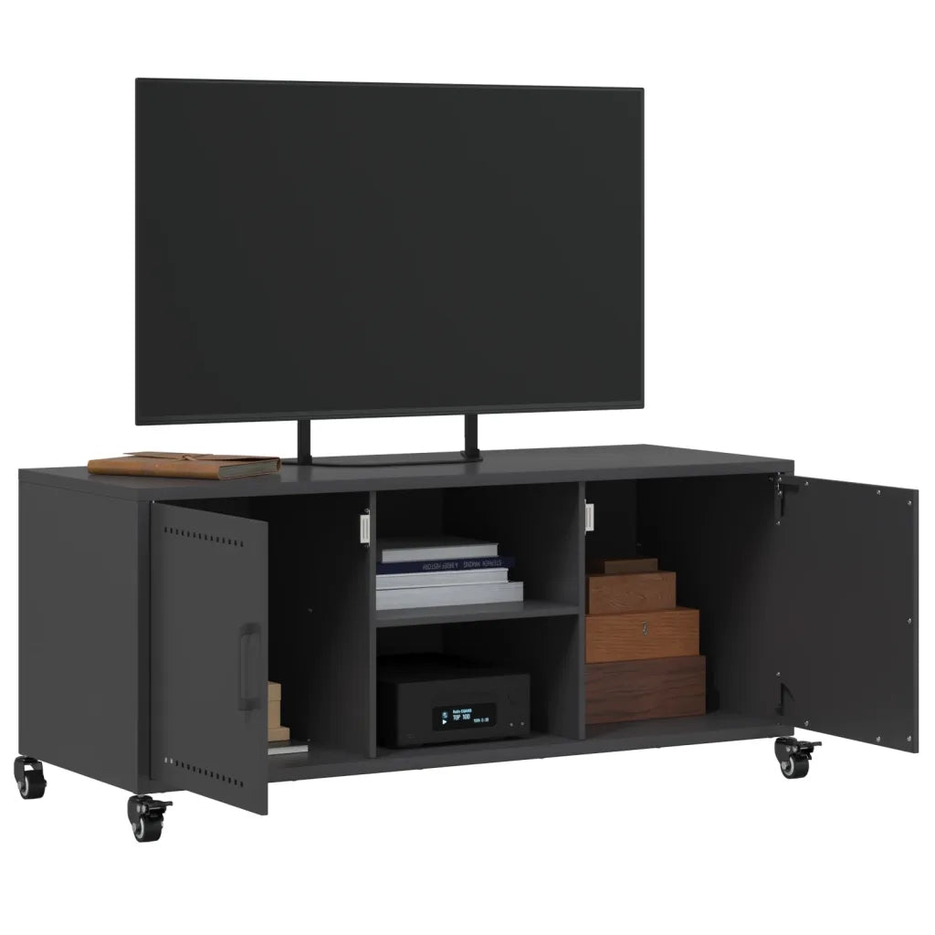 Mobile TV-Credenza per TV-Console TV Nero 100,5x39x43,5 cm in Acciaio 868219