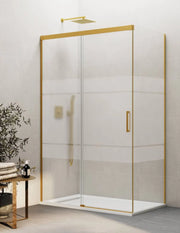 Box doccia THALASSA (BASIC) 1+1 con lato fisso laterale 145x70 cm Oro vetro serigrafato