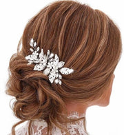 Accessori per Capelli per Matrimonio con Fiori e Strass in Argento per Donne e Ragazze