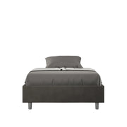 BS COM Letto una piazza e mezza con rete imbottito 110x200 microfibra grigio