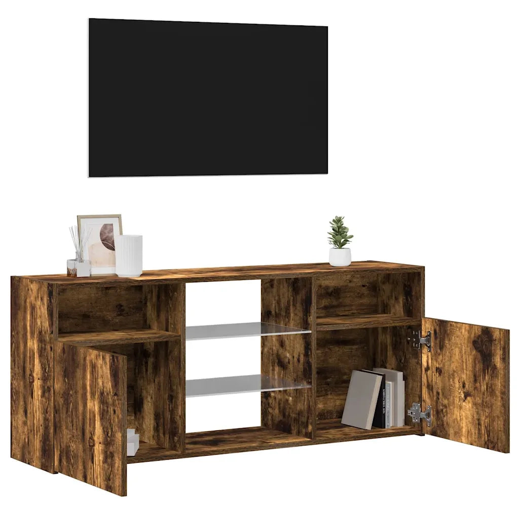Mobile Porta TV con Luci LED Rovere Fumo 120x30x50 cm 815714