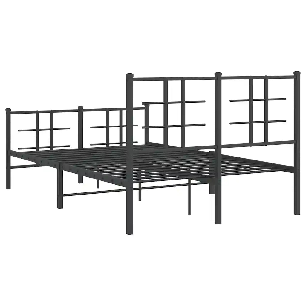 Letto matrimoniale | Letto per adulti | Giroletto con Testiera e Pediera Metallo Nero 120x190 cm