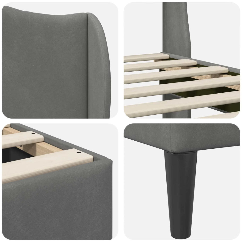 Struttura del letto-Giroletto Grigio Scuro 140 x 200 cm Velluto 399530