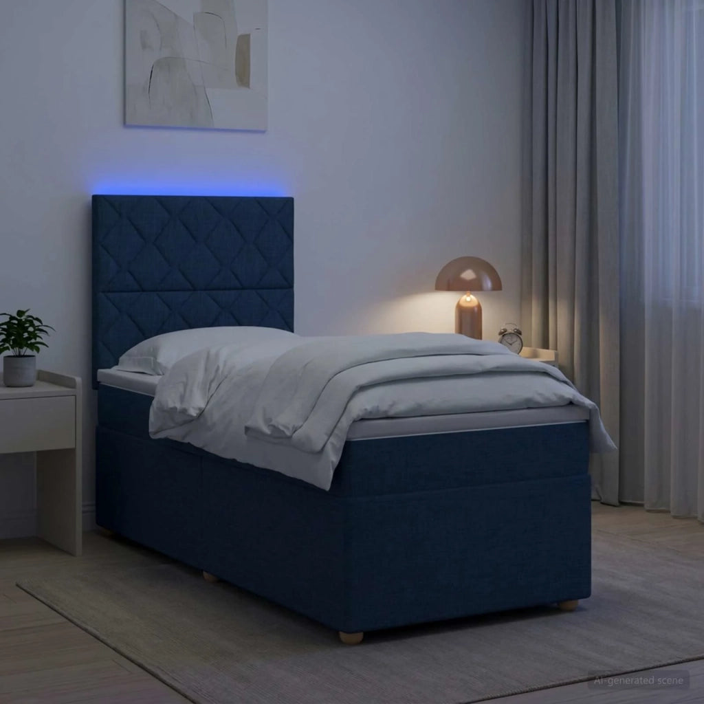 Letto box spring con materasso Blu 100 x 200 cm Tessuto 3455293