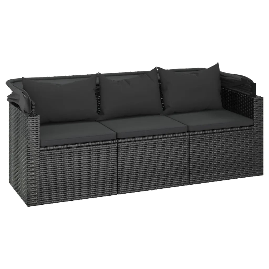 Set Divani da Giardino 4 pz con Cuscini Nero in Polyrattan 3186648