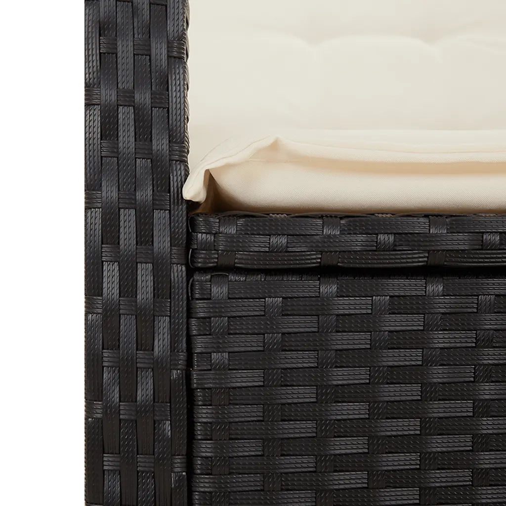 Set da Pranzo da Giardino 7 pz Nero con Cuscini in Polyrattan 3212227