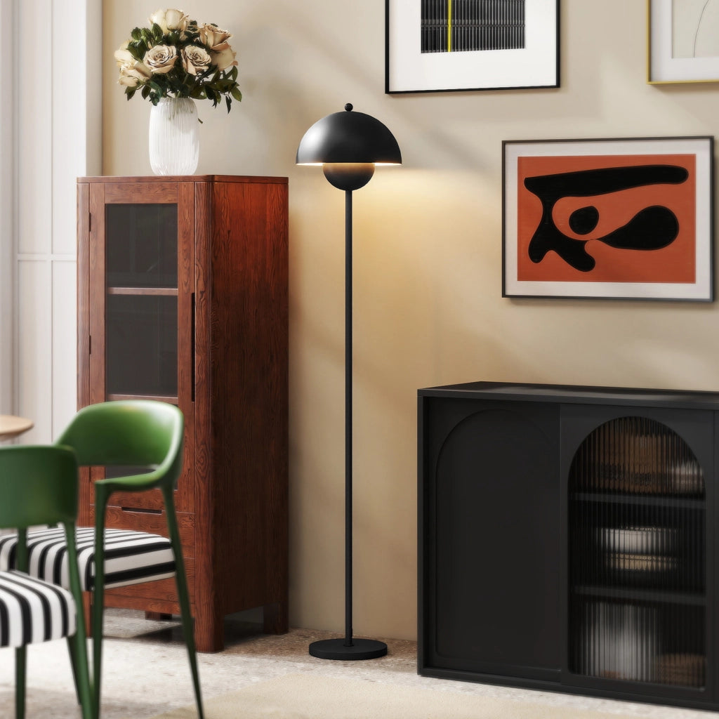 Lampada da Terra Moderna ¨C Xylo ¨C Paralume a Sfera E27 ?30x155cm Nero