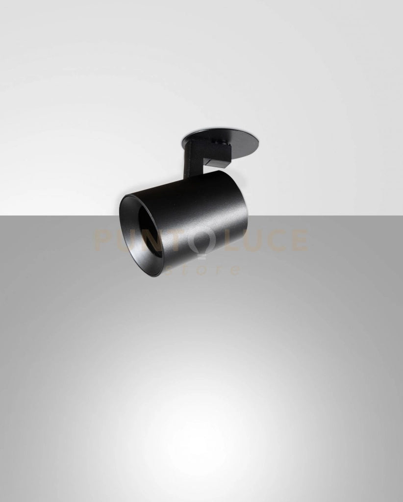 MODO INCASSO SPOT NERO 1 LUCE ALLUMINIO SPAZZOLATO ORIENTABILE  ATTACCO GU10 IP20 D.6,5CM