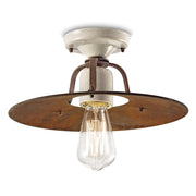 Plafoniera Vintage Grunge Ferro E Ceramica Craquele&apos 1 Luce E27 30Cm
