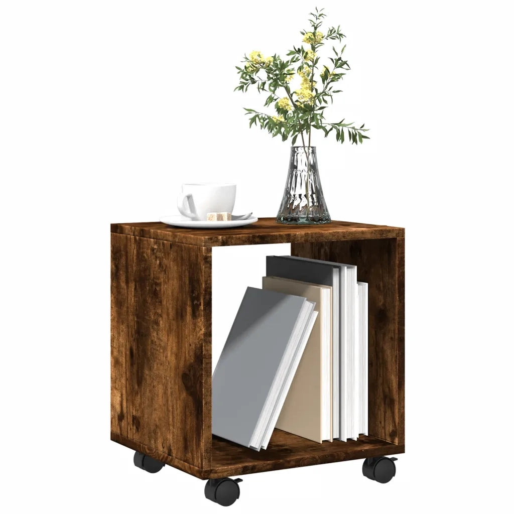Mobiletto con Ruote Rovere Fumo 37x33x42,5 cm in Truciolato 853132