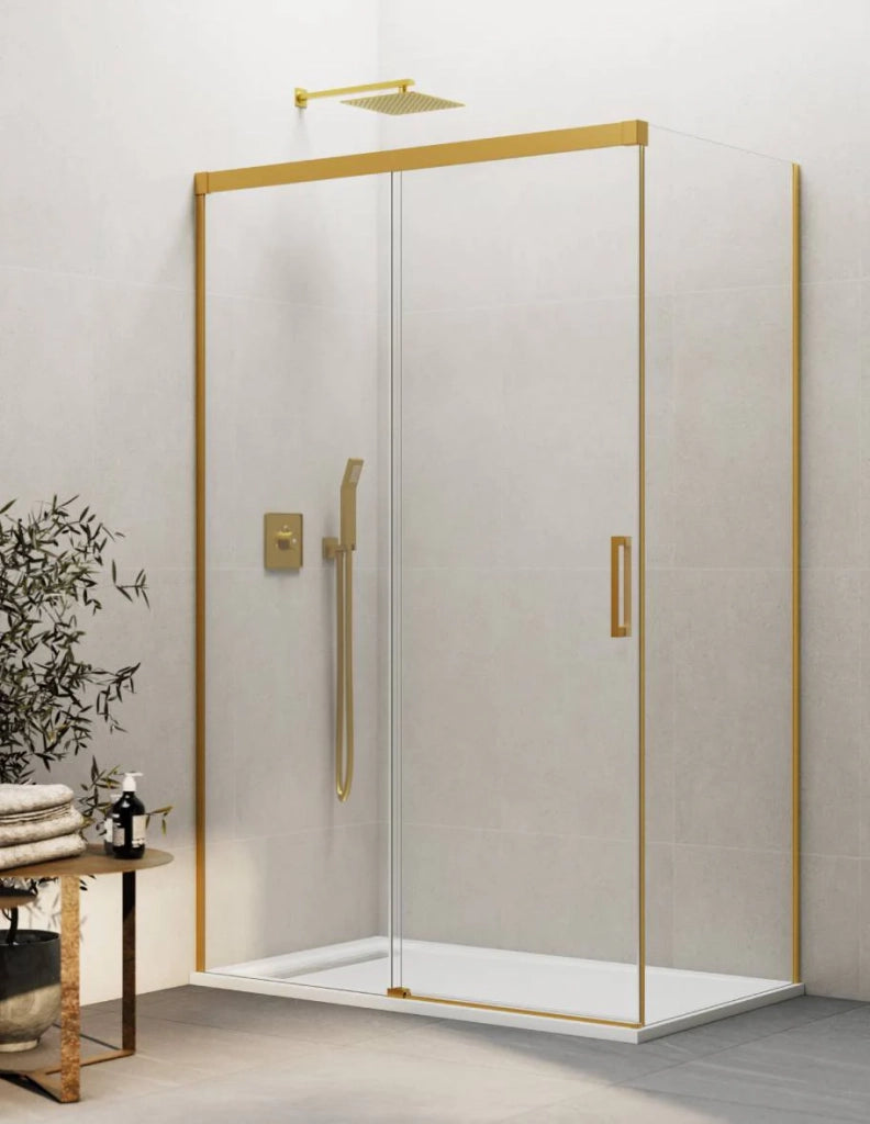 Box doccia THALASSA (BASIC) 1+1 con lato fisso laterale 155x75 cm Oro vetro trasparente