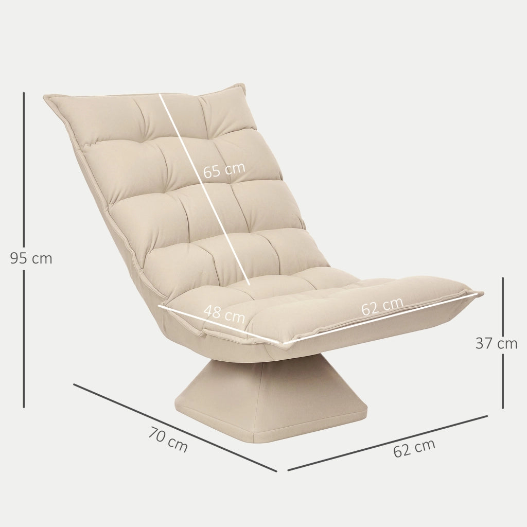 Poltrona Relax Girevole con Schienale Regolabile ¨C Zephmum ¨C Tessuto Effetto Lino Beige