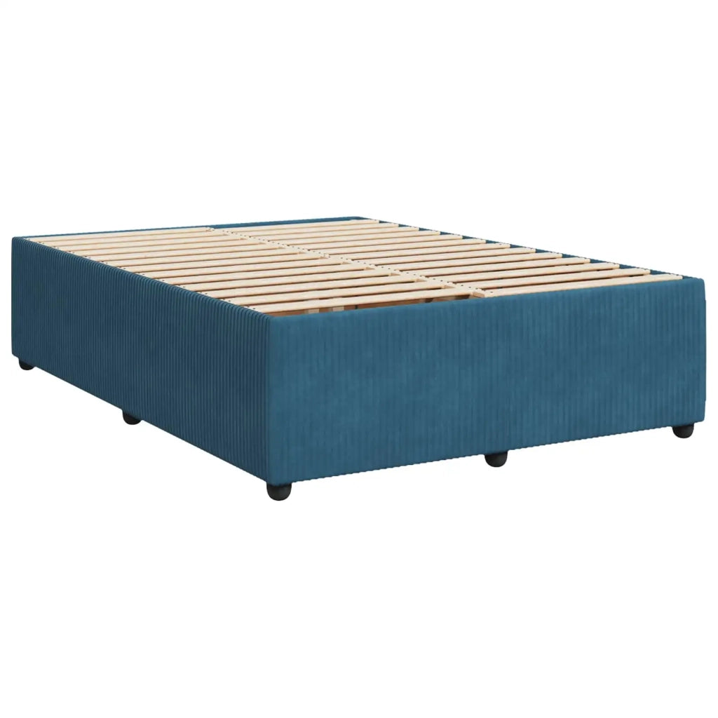 Letto Box Spring LED con Materasso Blu 160 x 200 cm Velluto 3456105