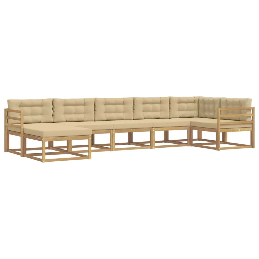 Set di divani da esterno 7 pz Bianco e Beige 3386747