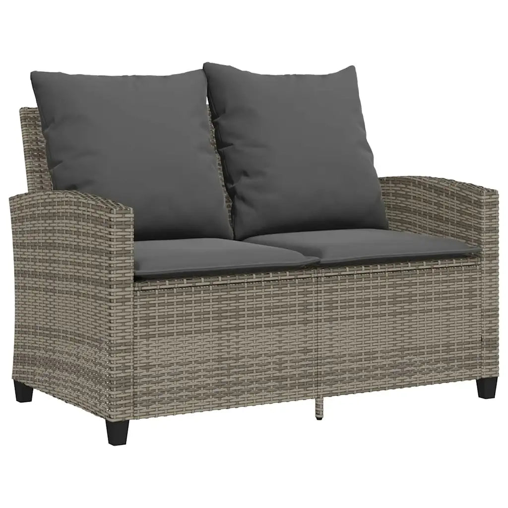 Divano da Giardino a 2 Posti Cuscini&Tavolo Grigio Polyrattan 4103847