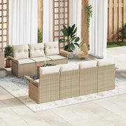 Set Divano da Giardino con cuscino 8 pcs Beige polyrattan 3347288