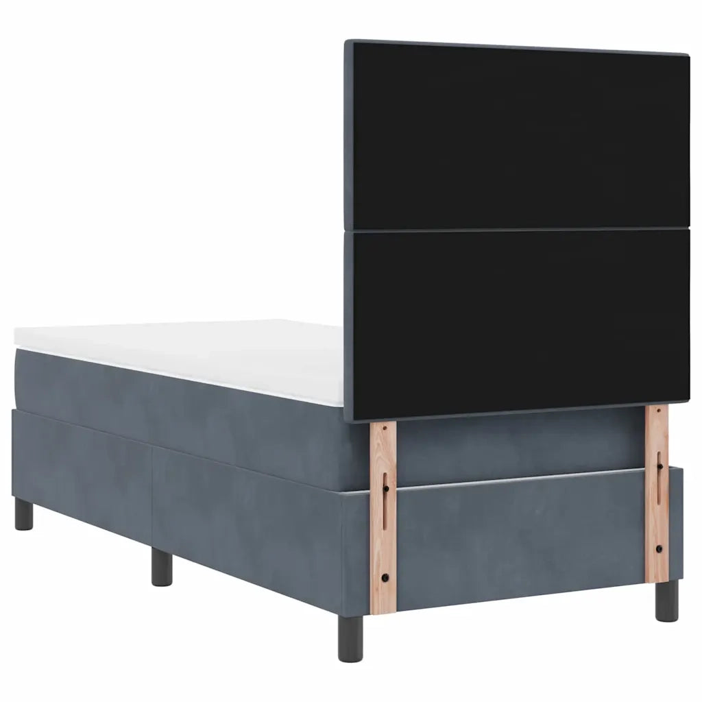Letto a molle con materasso Grigio scuro 90 x 190 cm Velluto 3339801