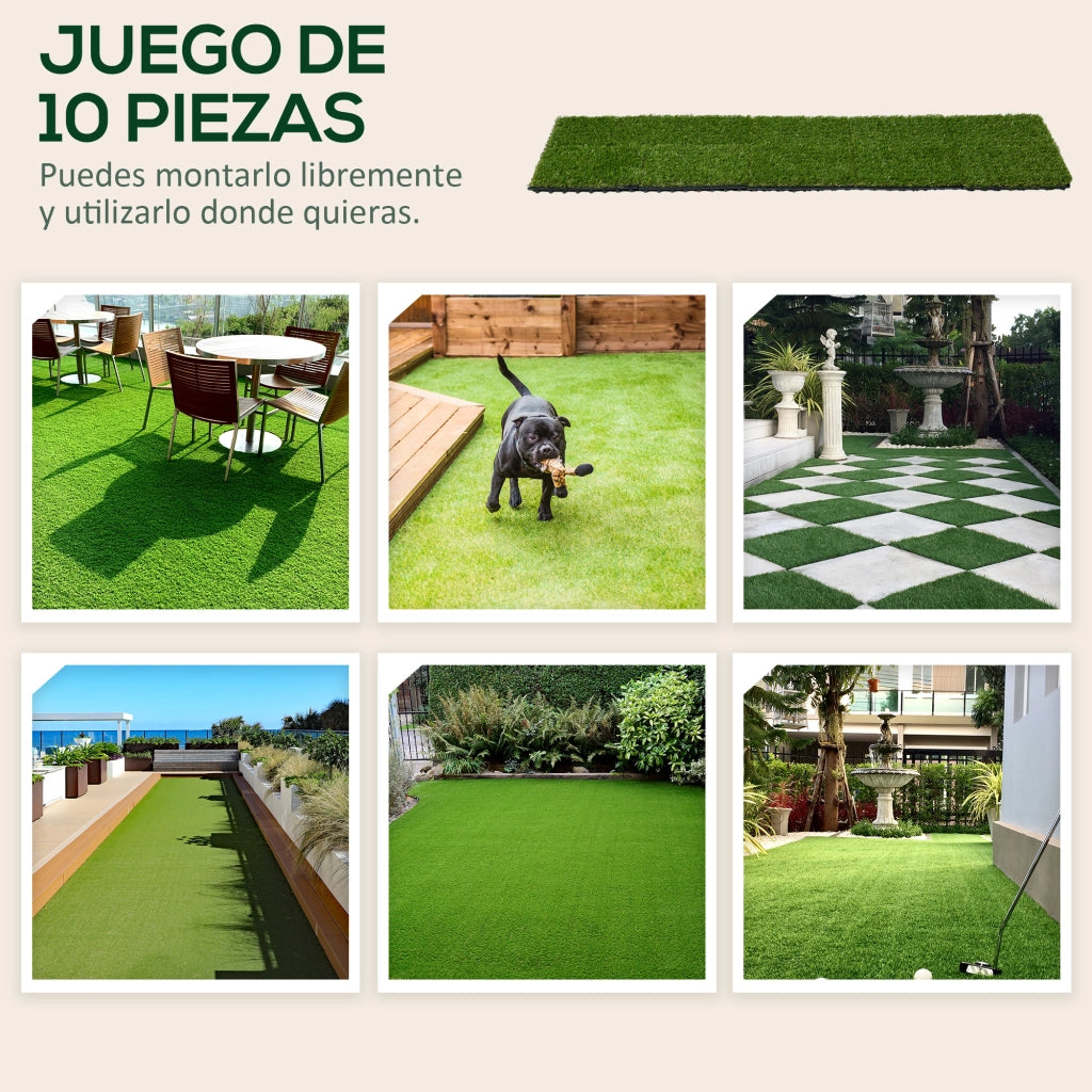 Tappeto erba sintetica 10 pezzi ¨C zephmum ¨C 30x30 cm verde scuro