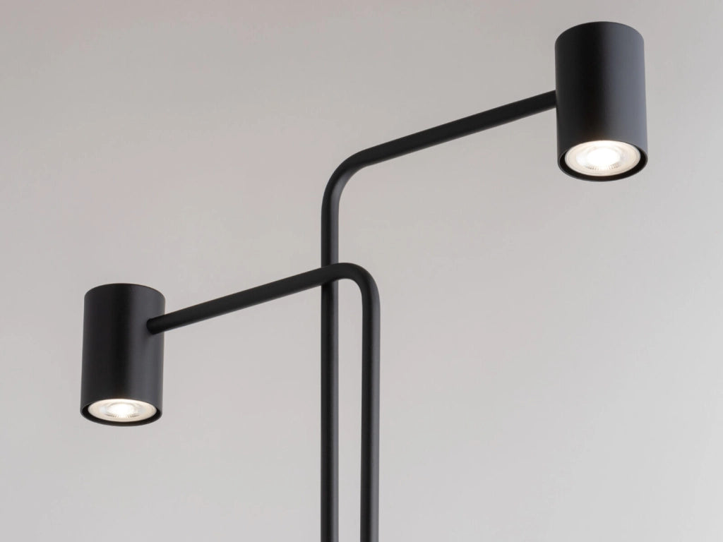 Lampada da terra Luis nera minimal 2 spot GU10 Sigma