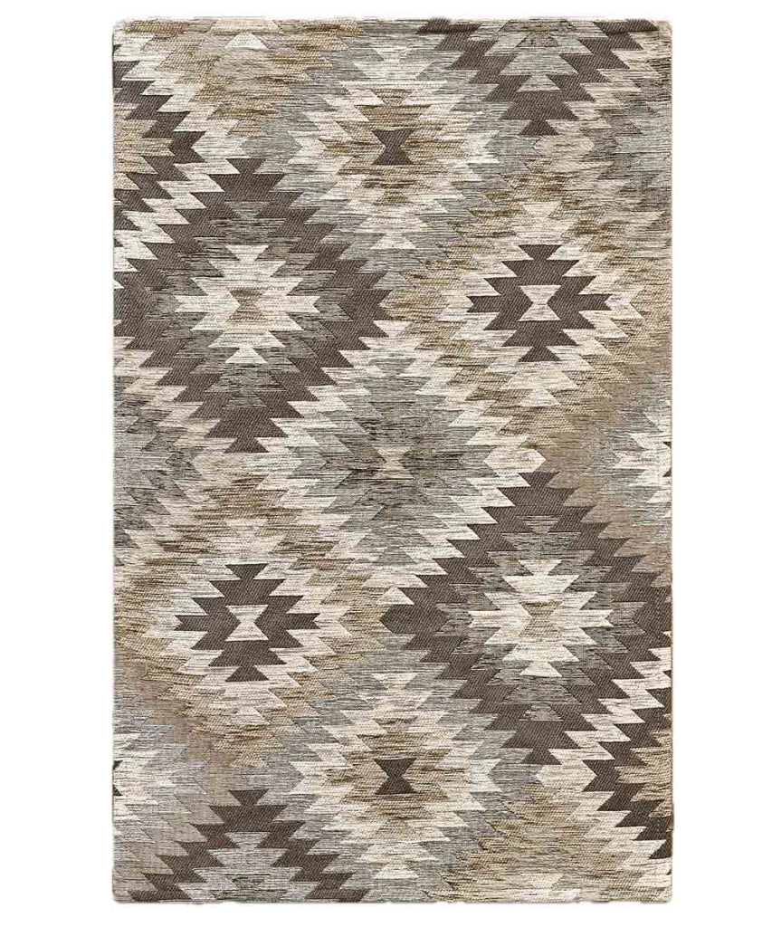 Coppia tappeti moderni AVANA BEIGE geometrico etnico kilim, passatoie arredo camera matrimoniale scendiletto lavabili anti-scivolo cm.65x110 (Coppia)