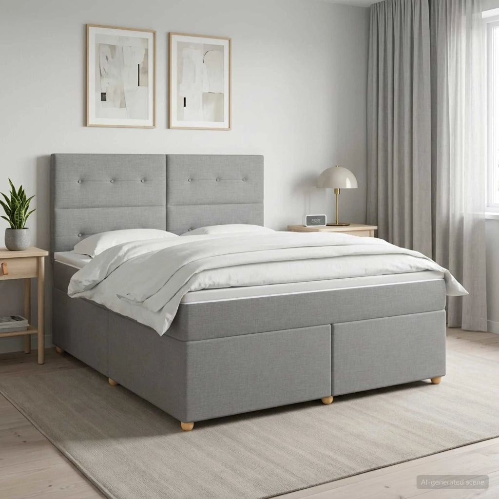 Letto box spring con materasso Grigio Chiaro 140 x 190 cm 3453879