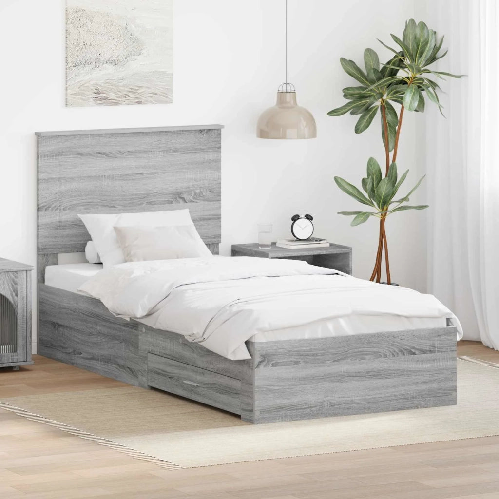 Struttura del letto Grigio Sonoma e Argento 75 x 190 cm