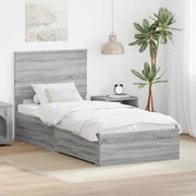 Struttura del letto Grigio Sonoma e Argento 75 x 190 cm