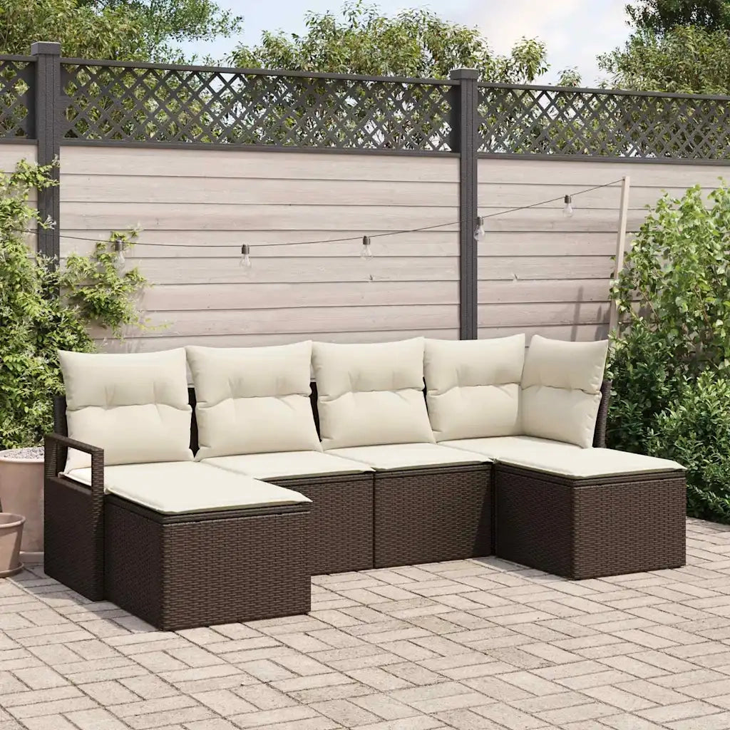Set di divani 6 pcs Marrone polyrattan
