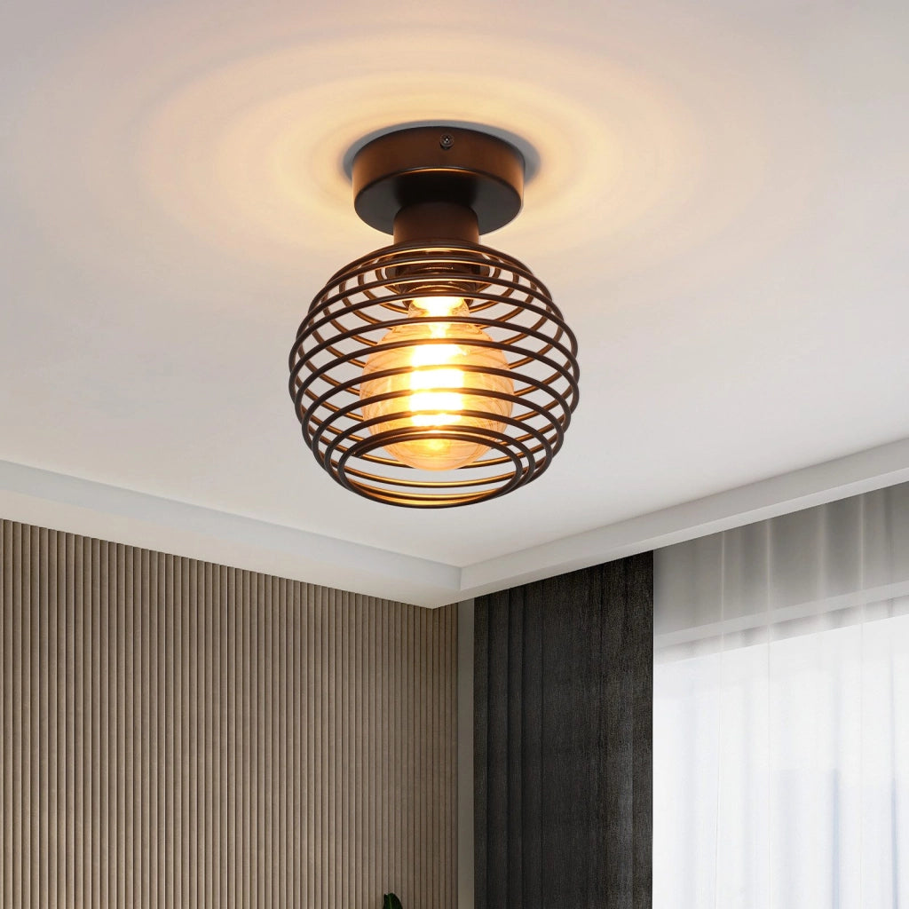 ZMH Lampada da soffitto plafoniera retrò nera E27 max 40W per corridoi scale