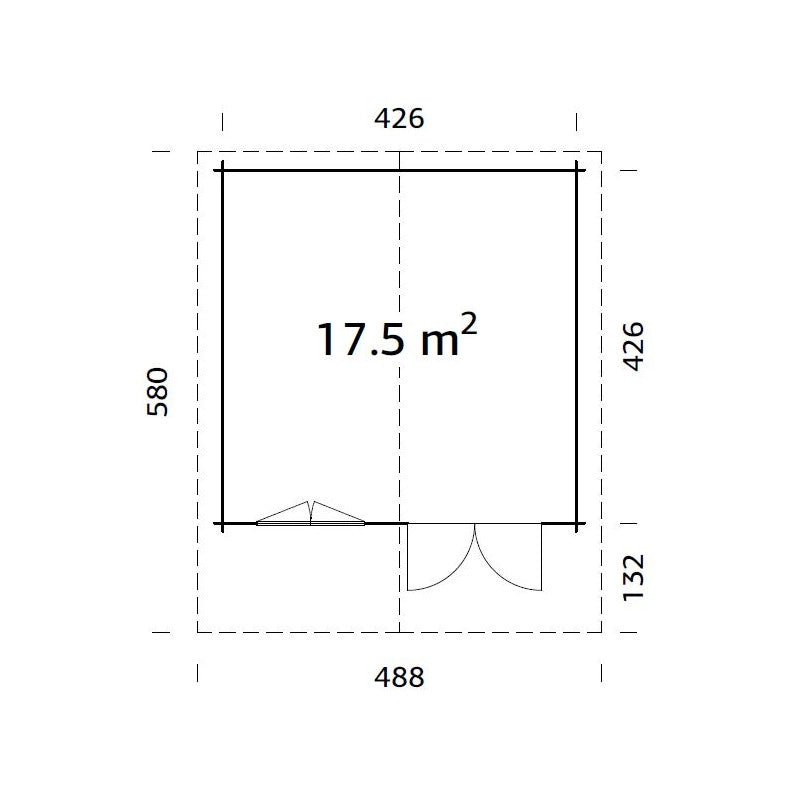 Casetta da giardino in legno 446x446 cm spessore 40 mm con porta doppia e finestra 17,5 m² - Esterni da Vivere