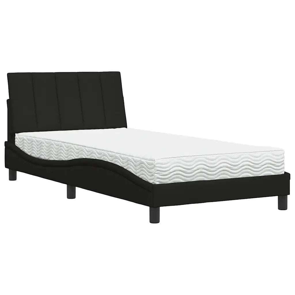 Letto con Materasso Hanko Nero 100x200 cm in Tessuto