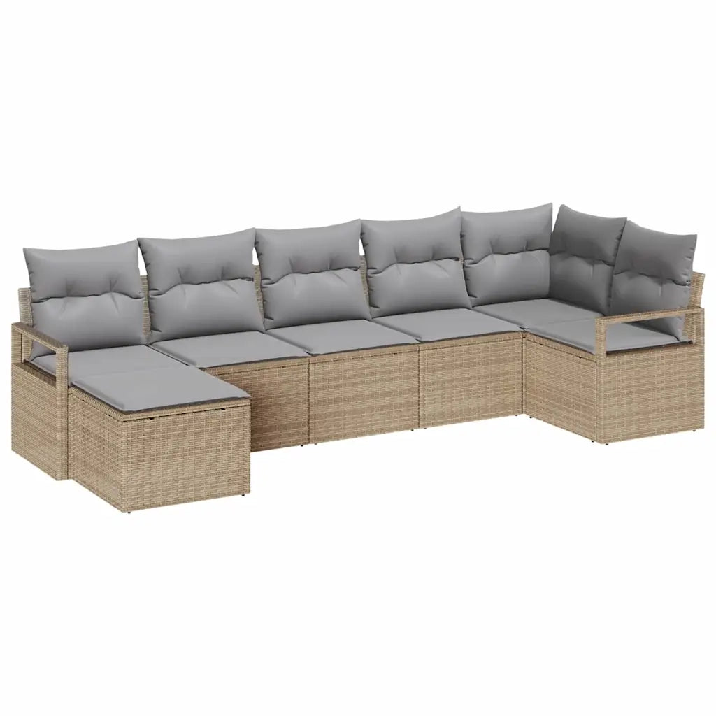 Set di divani con cuscino 7 pcs Beige polyrattan