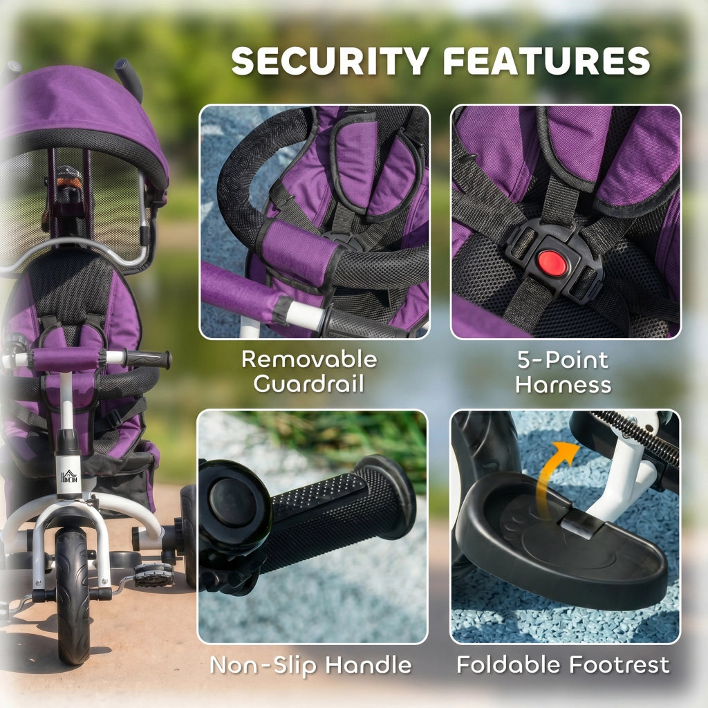 Triciclo per Bambini con Cinturino di Sicurezza ¨C Minimal ¨C Viola