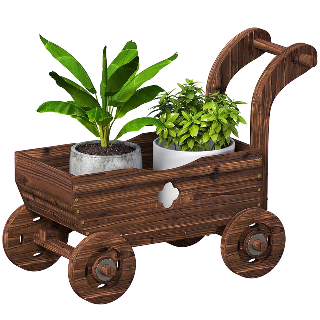Fioriera Carretto Legno ¨C Xylo ¨C 4 Ruote 68x38x52cm Marrone