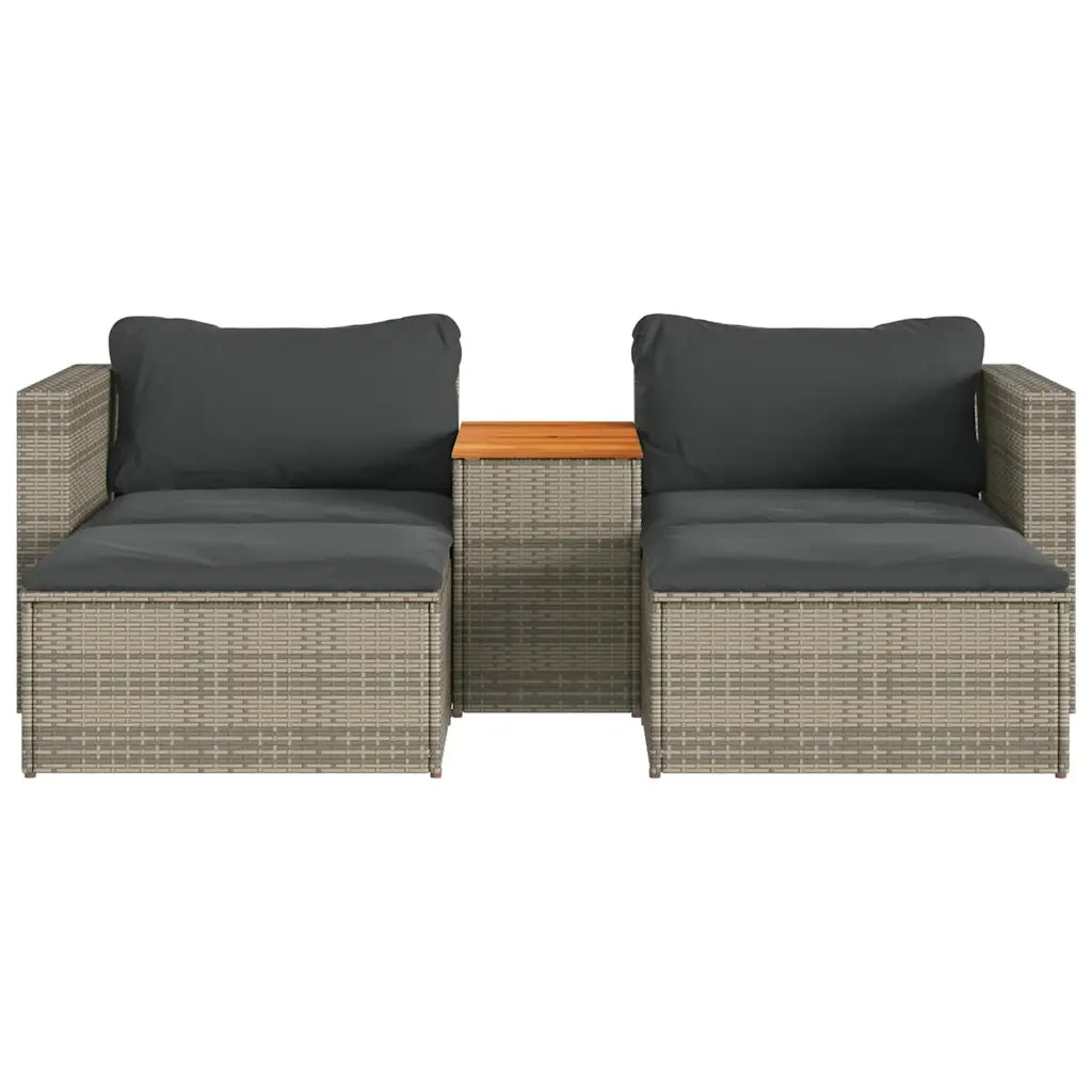 Set Divano Giardino 5 pz con Cuscini Grigio Polyrattan Acacia 365726