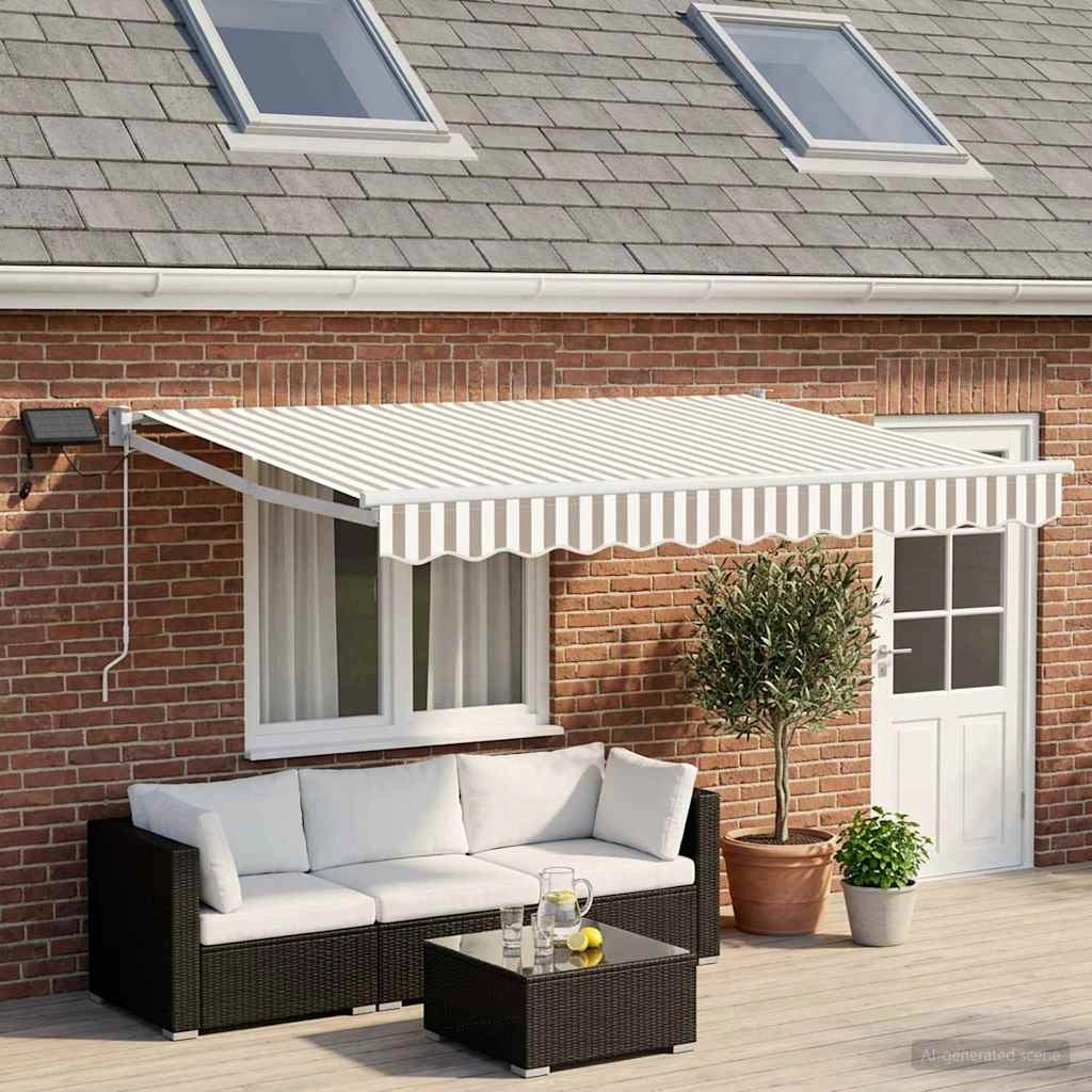 Tenda retrattile manuale con LED Grigio chiaro e bianco 3426060